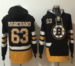 Boston Bruins #63 Brad Marchand Black All Stitched Hooded Sweatshirt