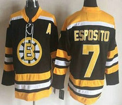 Boston Bruins #7 Phil Esposito A Patch Black New Throwback CCM Authentic Stitched NHL Jersey
