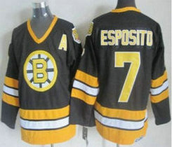 Boston Bruins #7 Phil Esposito Black Throwback CCM Authentic Stitched NHL Jerseys