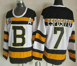 Boston Bruins #7 Phil Esposito White CCM 75th Throwback Authentic Stitched NHL jersey