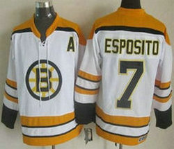 Boston Bruins #7 Phil Esposito White Throwback CCM Authentic Stitched NHL Jersey