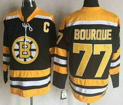 Boston Bruins #77 Ray Bourque C Patch Black New Throwback CCM Authentic Stitched NHL Jersey
