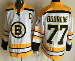 Boston Bruins #77 Ray Bourque C Patch White New Throwback CCM Authentic Stitched NHL Jersey