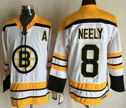 Boston Bruins #8 Cam Neely A Patch White Throwback CCM New Authentic Stitched NHL Jersey