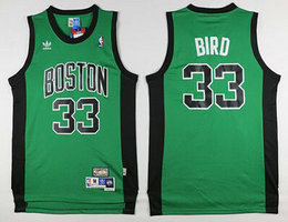 Boston Celtics #33 Larry Bird Road Green Black number Hardwood Classics Authentic Stitched NBA jersey