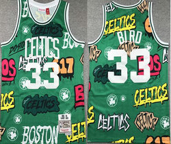 Boston Celtics #34 Paul Pierce Green Doodle 1985-86 Hardwood Classic Authentic Stitched NBA Jersey