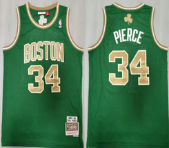 Boston Celtics #34 Paul Pierce Green Gold Number 2007-08 Hardwood Classic Authentic Stitched NBA Jersey.jpg
