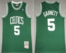 Boston Celtics #5 Kevin Garnett Green Hardwood Classics Authentic Stitched NBA Jersey