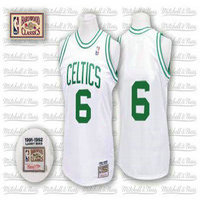 Boston Celtics #6 Bill Russell White Throwbalck Authentic Stitched NBA jersey