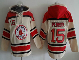 Boston Red Sox #15 Dustin Pedroia Cream Hooded Jersey