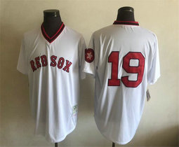 Boston Red Sox #19 Fred Lynn White no name Throwback Authentic Stitched MLB Jersey