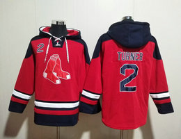 Boston Red Sox #2 Justin turner Red All Stitched Hooded Sweatshirt