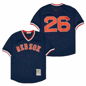 Boston Red Sox #26 Wade Boggs Navy Blue BP Pullover Throwback Authentic MLB Jersey