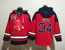 Boston Red Sox #34 David Ortiz Red All Stitched Hooded Sweatshirt