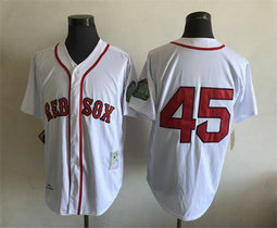 Boston Red Sox #45 Pedro Martinez White no name Throwback Authentic Stitched MLB Jersey