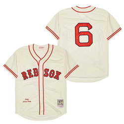 Boston Red Sox #6 Johnny Pesky Gream 1946 Throwback Authentic Stitched MLB Jersey