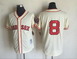 Boston Red Sox #8 Carl Yastrzemski Cream no name Throwback Authentic Stitched MLB Jersey