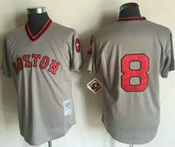 Boston Red Sox #8 Carl Yastrzemski Grey no name Pullover Throwback Authentic Stitched MLB Jersey