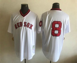 Boston Red Sox #8 Carl Yastrzemski White no name Throwback Authentic Stitched MLB Jersey