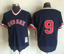 Boston Red Sox #9 Ted Williams Blue no name Pullover Throwback Authentic Stitched MLB Jersey