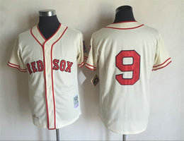 Boston Red Sox #9 Ted Williams Cream no name Throwback Authentic Stitched MLB Jersey
