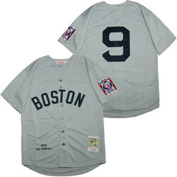 Boston Red Sox #9 Ted Williams Mitchell Hemp grey 1939 Throwback Authentic MLB Jersey