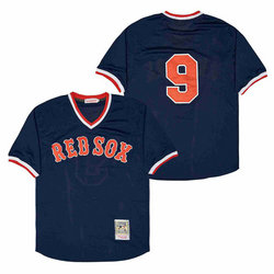 Boston Red Sox #9 Ted Williams Mitchell Navy Blue BP Pullover Throwback Authentic MLB Jersey