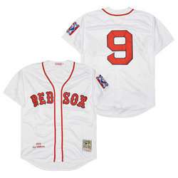 Boston Red Sox #9 Ted Williams White Throwback 1939 Authentic Stitched MLB Jersey