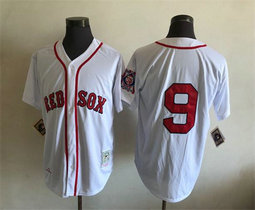 Boston Red Sox #9 Ted Williams White no name Throwback Authentic Stitched MLB Jersey