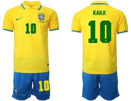 Brazil #10 KAKA Home 2022 World Cup National Soccer Jersey