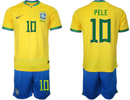 Brazil #10 PELE Home 2022 World Cup National Soccer Jersey