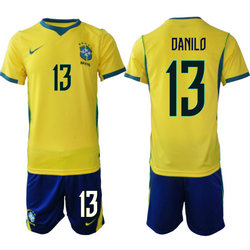 Brazil #13 Danilo Home Navy Name 2026 World Cup Soccer jersey