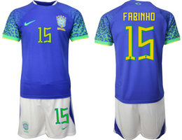 Brazil #15 FABINHD Away 2022 World Cup National Soccer Jersey