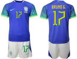 Brazil #17 BRUND G. Away 2022 World Cup National Soccer Jersey