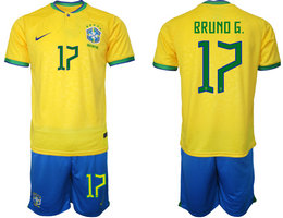 Brazil #17 BRUND G. Home 2022 World Cup National Soccer Jersey