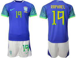 Brazil #19 RAPHAEL Away 2022 World Cup National Soccer Jersey