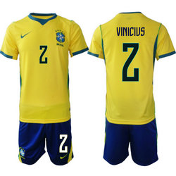 Brazil #2 Vinicius Home Navy Name 2026 World Cup Soccer jersey