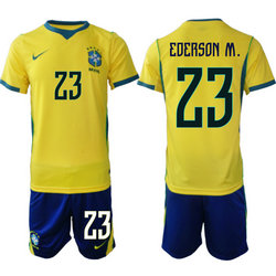 Brazil #23 Ederson M . Home Navy Name 2026 World Cup Soccer jersey