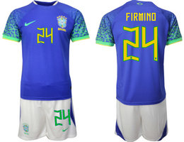 Brazil #24 FIRMINO Away 2022 World Cup National Soccer Jersey