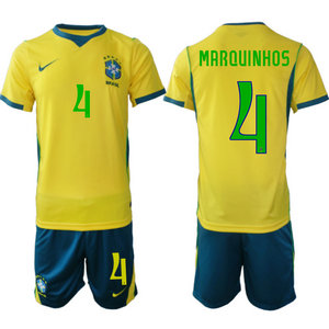 Brazil #4 Mabquinhos Home 2026 World Cup Soccer jersey