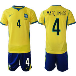 Brazil #4 Marquinhos Home Navy Name 2026 World Cup Soccer jersey