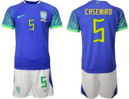 Brazil #5 CASEMIRO Away 2022 World Cup National Soccer Jersey