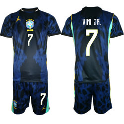 Brazil #7 Vini Jr . Away 2026 World Cup Soccer jersey