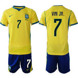 Brazil #7 Vini Jr . Home Navy Name 2026 World Cup Soccer jersey
