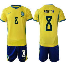 Brazil #8 Santos Home Navy Name 2026 World Cup Soccer jersey