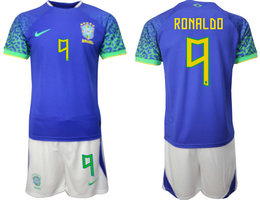 Brazil #9 Ronaldo Away 2022 World Cup National Soccer Jersey