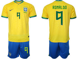 Brazil #9 Ronaldo Home 2022 World Cup National Soccer Jersey