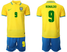 Brazil #9 Ronaldo Home 2022 World Cup National Soccer Jersey