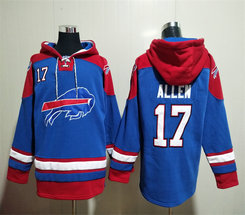 Buffalo Bills #17 Josh Allen Blue NFL Stitched Hoodies