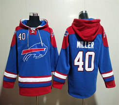 Buffalo Bills #40 Von Miller Blue NFL Stitched Hoodies